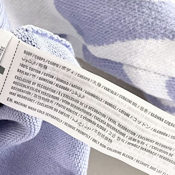 Hollister Purple Cropped Pullover S Groovy Hippie Sweater White Floral Waves - Picture 8 of 8